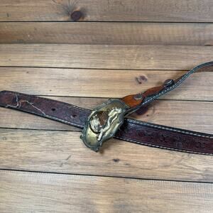 Raintree Buckle Jewelry Inc Belt 1978 Raccoon Hunter Bandit Vtg Belt